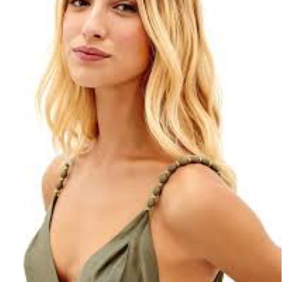 NWT VIX Gisa Viscose Faux Wrap Mini Dress in Pistachio Sz L - Picture 8 of 8